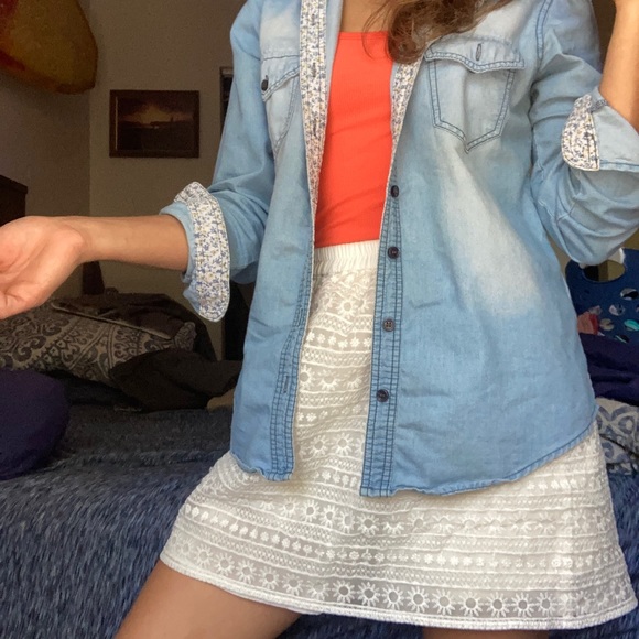 White Floral Lace Bubble Skirt Skort - Picture 1 of 8